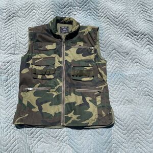 Frontline Ranger Vest Sz Large Woodland Camo Tactical Pockets Ammo Game Bag